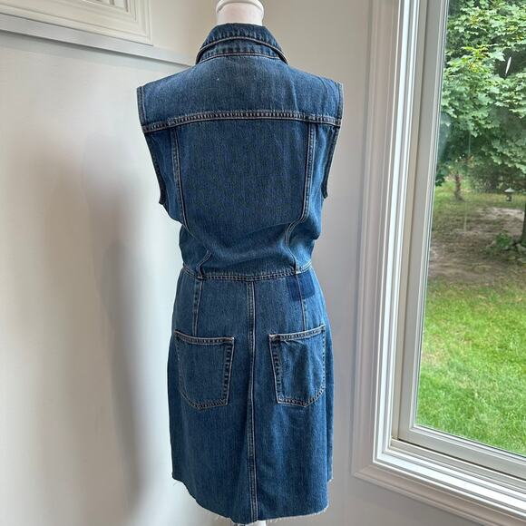 Etica Denim Jean Sleeveless Dress Small Button Western Minimalist Eco Casual - Picture 4 of 10